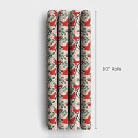 Candy Cane Holiday Gift Wrap, Retro Red Ice Skates Wrapping Paper, Christmas Foliage Wrapping Paper, Pink Winter Holiday Present Wrap Roll