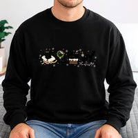 Adorable Holiday Kitties Sweater, Christmas Black Cat Sweatshirt, Cat Mom Christmas Crewneck, Humorous Animal Lover Xmas Pullover Holiday Present