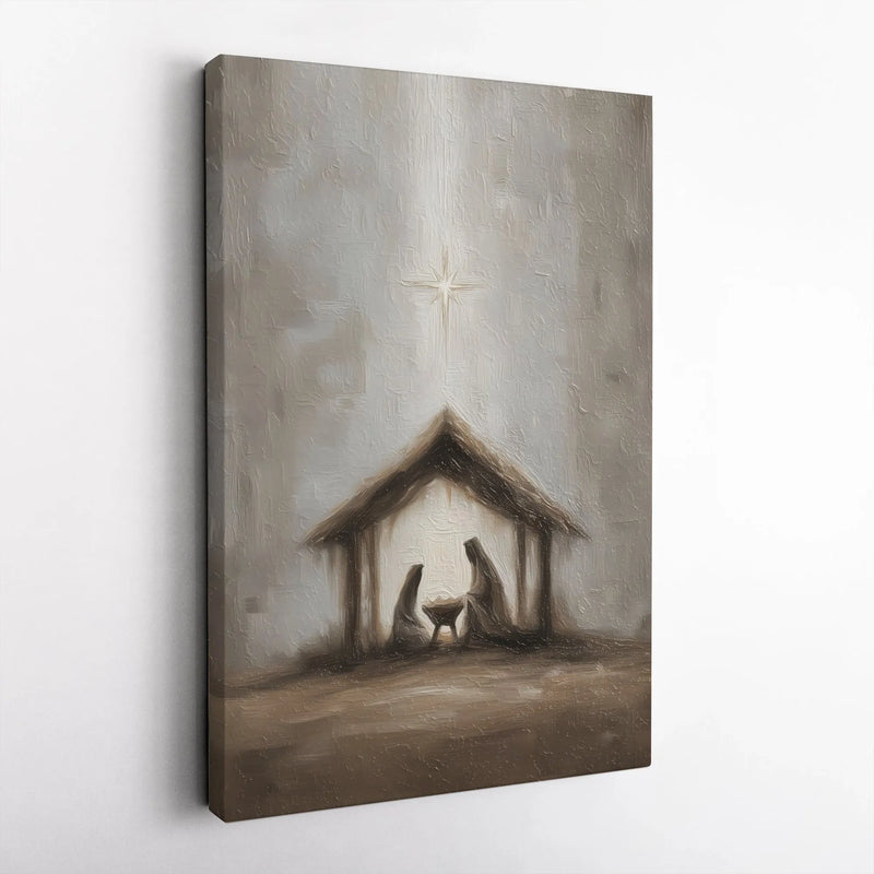 Holy Family Nativity Scene Print, Nativity Scene Canvas Wall Art, Impressionist Nativity Scene Poster, Christmas Manger Art