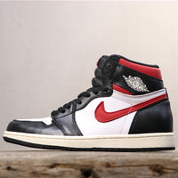 Retro High Top Sneakers, Black Red Colorway, Lace Up Design, Casual Gift for Sneaker Fans