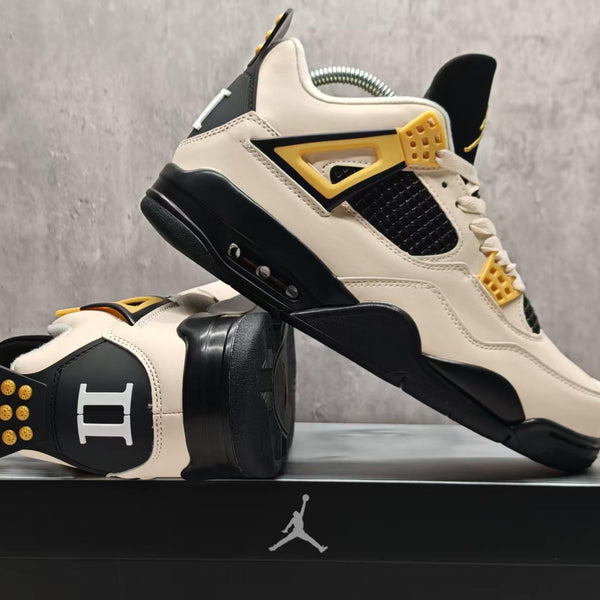 Mid Top Sneakers, Beige Black Yellow Colorway, Lace Up Design, Casual Gift for Sneaker Fans
