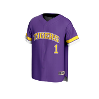 #1 LSU Tigers Lightweight Collegiate Baseball Fashion Jersey - Purple