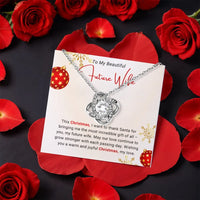 Fiancée Cubic Zirconia Pendant Necklace, Future Wife Love Knot Necklace, White Gold Knot Necklace, Romantic Christmas Present for Her