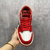 Low Top Sneakers, Red White Colorway, Reverse Hook Design, Lace Up Design, Casual Gift for Sneaker Fans