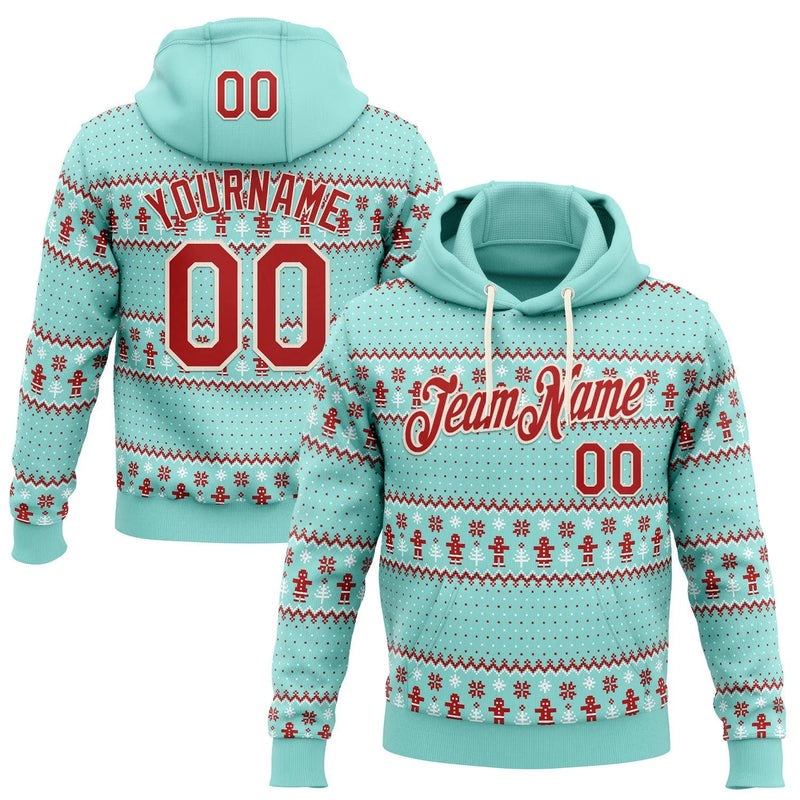 Personalized Name Number Xmas Sweatshirt, Custom Christmas Ugly Sweater Hoodie, Fleece Holiday Hoodie, Sports Fan Christmas Present