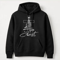 Christian Christmas Tree Hoodie, Merry Christmas Cross Hoodie, Religious Faith Holiday Hoodie, Winter Pullover Sweatshirt, Faith Present