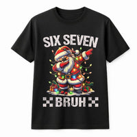 Dabbing Santa Holiday Shirt, Six Seven Bruh Christmas T-Shirt, Humorous Xmas Graphic Tee, Trendy Santa Claus Christmas T-Shirt, Holiday Present