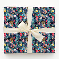 Navy Pine Branch Gift Wrap, Watercolor Ornament Wrapping Paper, Festive Christmas Ornament Wrapping Paper, Holiday Present Paper Roll