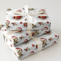 Santa Hat Sea Otter Gift Wrap, Christmas Otter Wrapping Paper, Adorable Animal Holiday Wrapping Paper, Watercolor Winter Present Gift Wrap