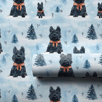 Winter Dog Gift Wrap, Scottish Terrier Wrapping Paper, Watercolor Christmas Wrapping Paper, Scottie Holiday Gift Wrap, Dog Present Paper