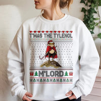 Humorous Frog Christmas Meme Crewneck, Twas the Tylenol Mlord Sweatshirt, Medieval Frog Holiday Sweatshirt, Viral Humor Xmas Sweater Present