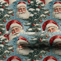 Christmas Tree Gift Wrap, Vintage Santa Wrapping Paper, Nostalgic Holiday Wrapping Paper, Retro Xmas Paper, Winter Gift Wrap Roll