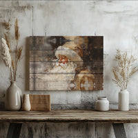 Vintage Wood Grain Holiday Canvas Art, Rustic Santa Claus Canvas, Christmas Farmhouse Canvas Print, Winter Wall Decor, Xmas Home Decor Present