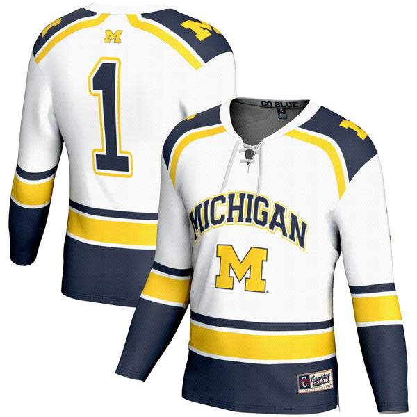 #1 Michigan Wolverines Hockey Jersey - White