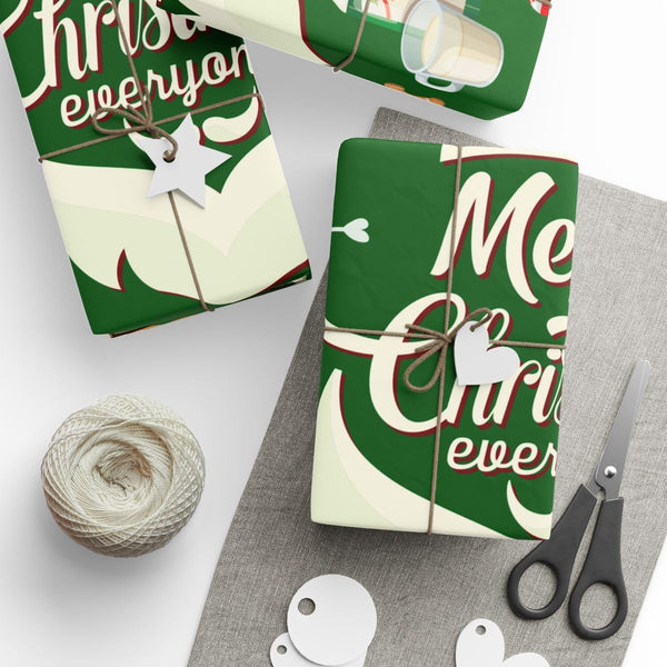 Festive Holiday Gift Wrap Roll, Snowman and Santa Christmas Wrapping Paper, Adorable Santa Xmas Wrapping Paper, Family Winter