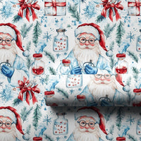 Medical Holiday Gift Wrap, Scientist Santa Wrapping Paper, Lab Coat Santa Christmas Paper, Science Gift Wrap, Doctor Nurse Holiday Gift Wrap