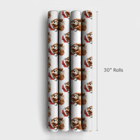 Santa Dog Holiday Gift Wrap, Cavalier King Charles Spaniel Christmas Wrapping Paper, Adorable Spaniel Christmas Paper, Dog Lover Wrapping Paper