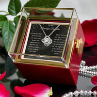 White Gold Eternal Bond CZ Pendant Necklace, Love Knot Necklace for Daughter, Christmas Birthday Jewelry Present for Daughter from Mom