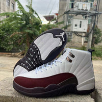 Sneakers, White Burgundy Colorway, Lace Up Design, Casual Gift for Sneaker Fans