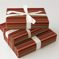 Red Green Black Holiday Gift Wrap Roll, Striped Christmas Wrapping Paper, Modern Festive Present Wrap, Seasonal Packaging Paper