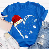 Merry Christmas Graphic T-Shirt, Santa Hat Snowflake Heart Shirt, Festive Winter Holiday Tee, Adorable Heart Christmas Shirt, Holiday Present Tee