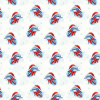 Winter Ocean Holiday Wrapping Paper, Christmas Dolphin Gift Wrapping Paper, Adorable Marine Animal Gift Wrapping Paper, Kids Present Wrap