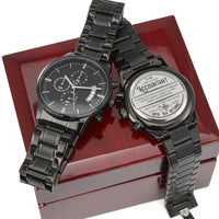 Humorous Tax Season Stainless Steel Mens Watch, Accountant Engraved Chronograph Watch, CPA Accounting Appreciation Birthday Christmas Present