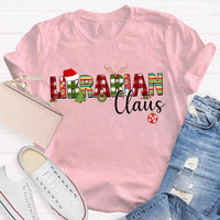 Custom Name Book Lover Holiday Shirt, Personalized Librarian Christmas T-Shirt, Festive Library Graphic Tee, Xmas Reading Present