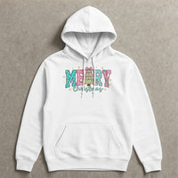 Aesthetic Merry Christmas Pullover, Pastel Checkered Tree Christmas Hoodie, Adorable Pastel Tree Graphic Hoodie, Holiday Winter Sweatshirt