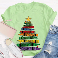 Art Teacher T-Shirt, Colored Pencils Leopard Christmas Tree Shirt, Holiday Graphic Tee, Festive Art Teacher Shirt, Christmas Present for Her