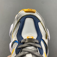 Low Top Sneakers, Blue Yellow Gray Colorway, Lace Up Design, Casual Gift for Sneaker Fans