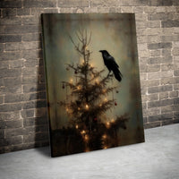 Dark Academia Winter Art Print, Gothic Raven Christmas Poster, Moody Crow Holiday Digital Download, Alternative Spooky Printable Wall Art