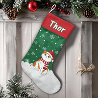 Custom Name Pet Christmas Stocking, Personalized Cat Christmas Stocking, Adorable Kitten Holiday Stocking, Cat Lover Xmas Home Decor Present