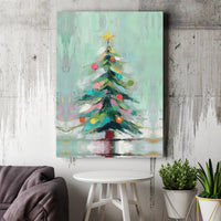 Modern Painterly Holiday Canvas Print, Abstract Christmas Tree Canvas Art, Festive Seasonal Wall Decor, Contemporary Winter Christmas Present