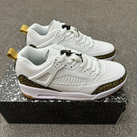 Low Top Basketball Shoes, White Gold Colorway, Lace Up Design, Casual Gift for Shoe Lovers