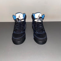 Retro Mid Top Sneakers, University Blue Black Colorway, Lace Up Design, Casual Gift for Sneaker Fans