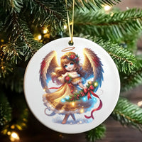 Whimsical Holiday Tree Ornament, Adorable Christmas Angel Ornament, Ceramic Angel Keepsake Ornament, Festive Christmas Tree Hanging Decor Present