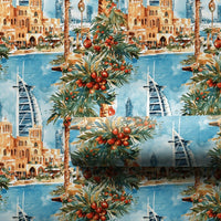Burj Al Arab Holiday Wrapping Paper, Dubai Christmas Wrapping Paper, Watercolor Dubai Gift Wrap, Tropical Skyline Xmas Wrapping Paper