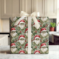Cool Santa Sunglasses Gift Wrap, Tactical Santa Camouflage Wrapping Paper, Camo Christmas Wrapping Paper, Military Holiday Wrapping Paper