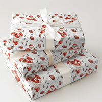 Sports Christmas Gift Wrap, Football Santa Wrapping Paper, Holiday Santa Fine Art Paper Roll, Football Player Present Wrap, Xmas Present Paper
