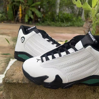 Mid Top Sneakers, White Black Green Colorway, Lace Up Design, Casual Gift for Sneaker Fans