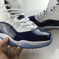 Sneakers, White Navy Colorway, Lace Up Design, Casual Gift for Sneaker Fans