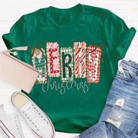 Retro Festive Holiday T-Shirt, Merry Christmas Colorful Square Font Shirt, Merry Xmas Graphic Tee, Holiday Season Family Party Outfit