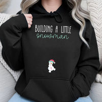 Christmas Pregnancy Reveal Sweatshirt, Building a Little Snowman Hoodie, Winter Baby Announcement Pullover, Adorable Mom to Be Holiday Hoodie