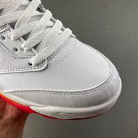 Retro High Top Sneakers, White Orange Colorway, Lace Up Design, Casual Gift for Sneaker Fans
