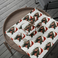 Dreadlocks Santa Christmas Gift Wrap, Black Santa Wrapping Paper, African American Holiday Wrapping Paper, Festive Xmas Gift Wrap Roll