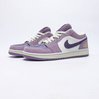 Retro Low Top Basketball Shoes, Purple Cream Colorway, Lace Up Design, Casual Gift for Shoe Lovers