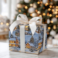 Snowy Winter Landscape Gift Wrap, Christmas Village Wrapping Paper, Comfy Cottage Holiday Wrapping Paper, Traditional Winter Gift Wrap
