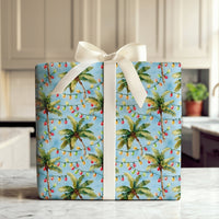 Tropical Beach Holiday Gift Wrap, Palm Tree Christmas Wrapping Paper, Coastal Christmas Tree Wrapping Paper, Island Festive Gift Wrap