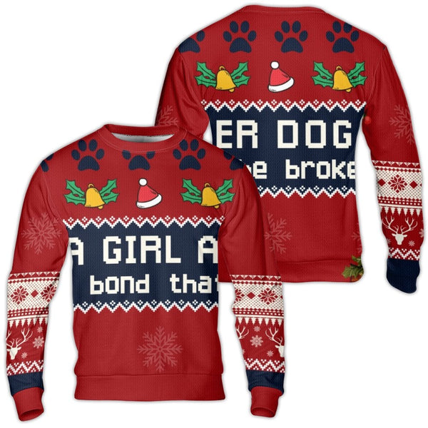 Dog Mom Christmas Sweater, Girl and Her Dog Ugly Sweater, Adorable Dog Lover Holiday Sweatshirt, Pet Parent Xmas Pullover, Wi